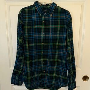 Banana Republic  Blue and Green Plaid Flannel Shirt, Size L